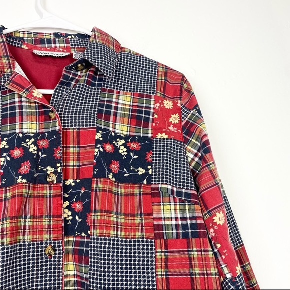 VINTAGE Patchwork Quilt Cottagecore Blouse Button Up Top Small - Picture 3 of 4